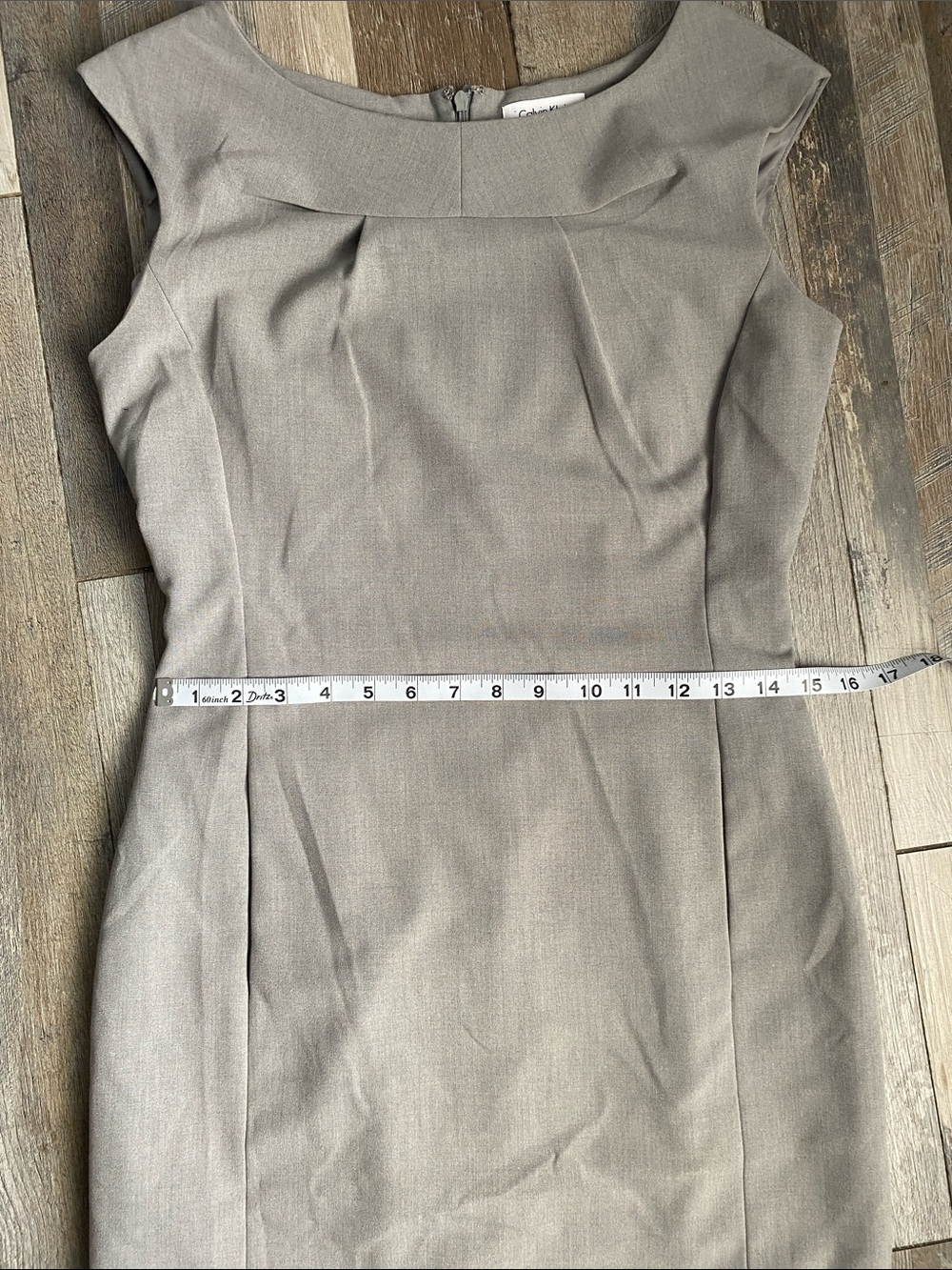 Calvin Klein Light Gray Cap-Sleeve Midi Sheath Dress with pockets - Picture 6 of 13
